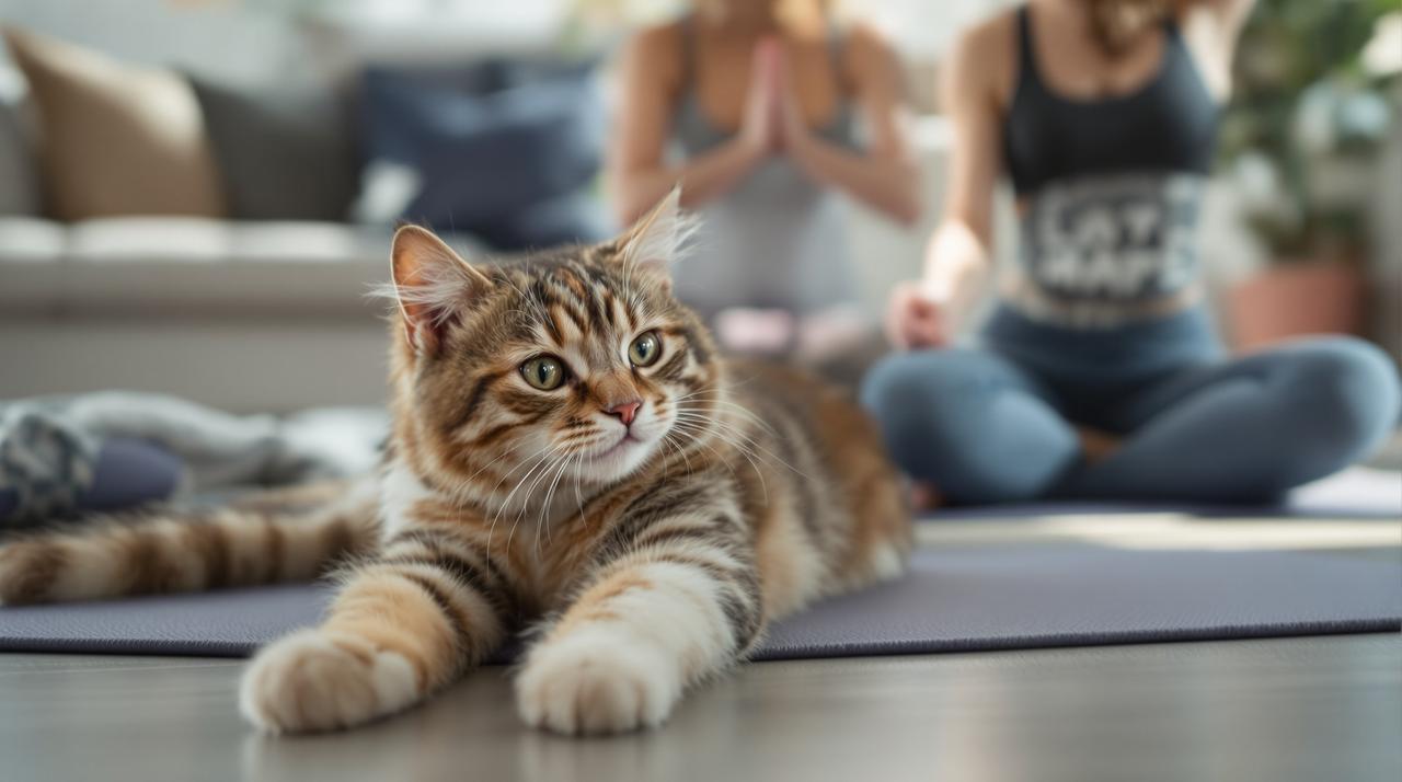 吃瓜网址大全 - 猫咪模仿主人做瑜伽，动作神同步笑喷网友